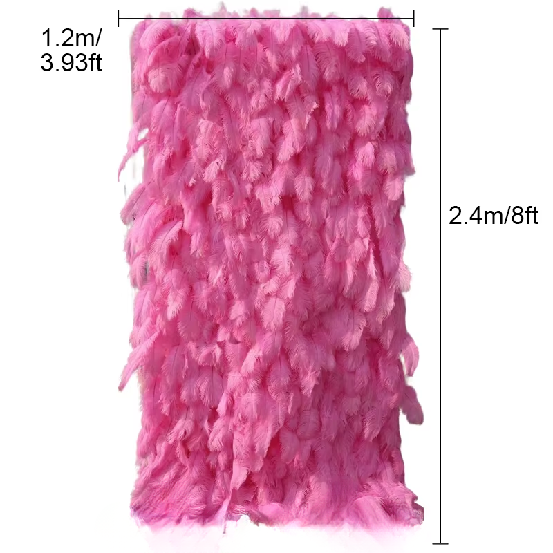 3D Pink Feather Flower Fabric Backdrop Wall