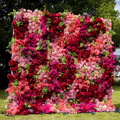 White 5D Artificial Rose Flower Wall Backdrop