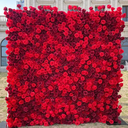 5D Pink Rose Hydrangea Gradient Rolling up Fabric Curtain Flower Wall Cloth Floral Wall Wedding Backdrop Arrangement Decor Wall