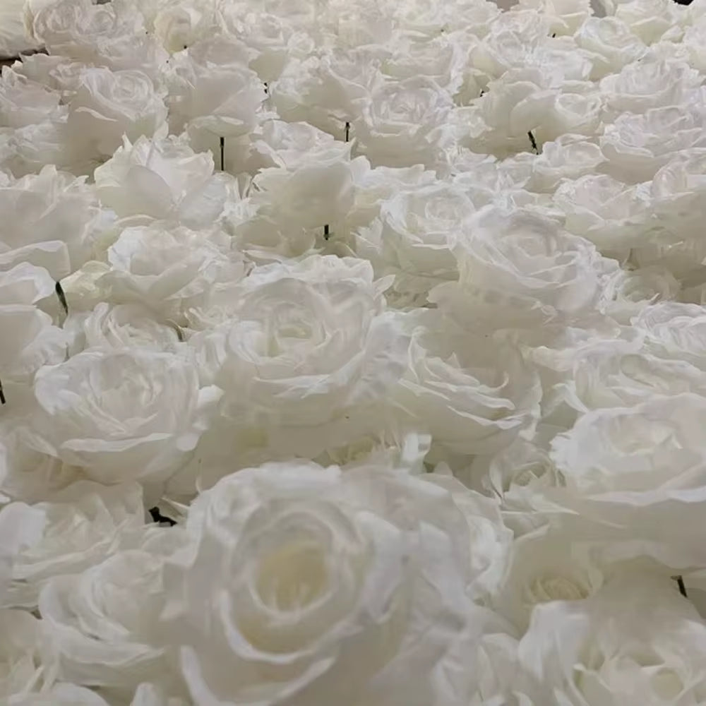 3D White Rose Cloth Curtain Flower Wall Roll up Wedding Backdrop Props Flora Wall Party Event Props Wedding Decoration