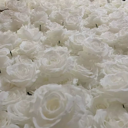 3D White Rose Cloth Curtain Flower Wall Roll up Wedding Backdrop Props Flora Wall Party Event Props Wedding Decoration