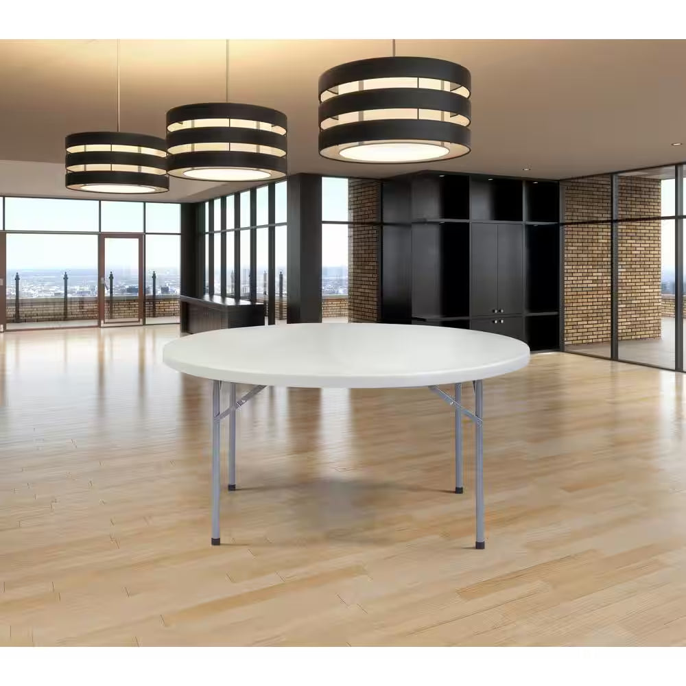 60 In. Grey Plastic round Folding Banquet Table