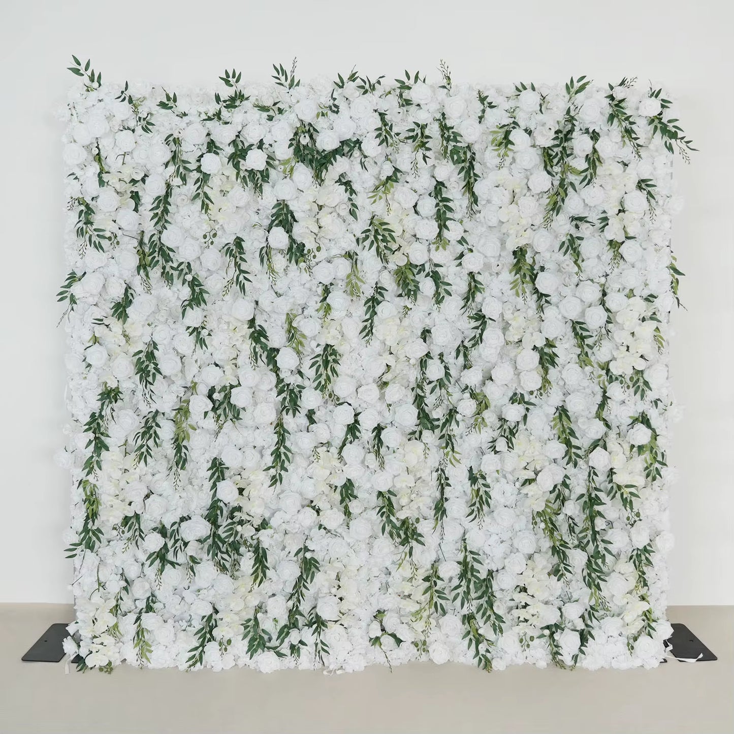 3D White Rose Cloth Curtain Flower Wall Roll up Wedding Backdrop Props Flora Wall Party Event Props Wedding Decoration