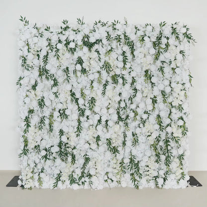 3D White Rose Cloth Curtain Flower Wall Roll up Wedding Backdrop Props Flora Wall Party Event Props Wedding Decoration