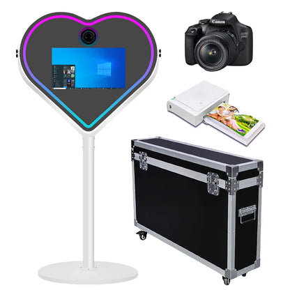 Heart Shape Magic Mirror Photo Booth Machine DSLR Camera Photobooth with 21.5 Inch LCD Touch Screen with Flight Case for Wedding