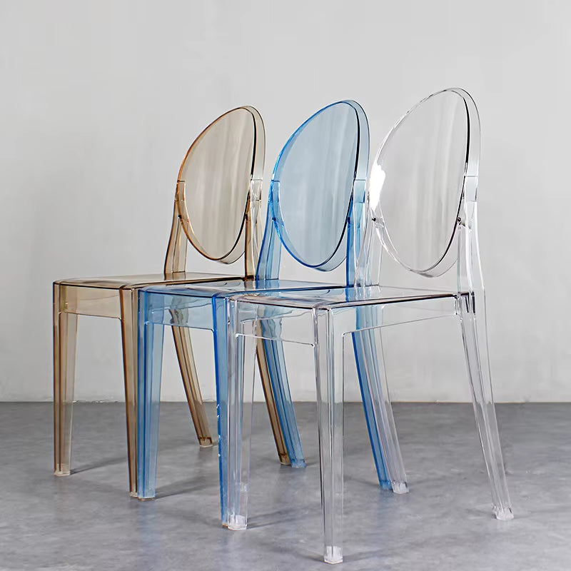 Plastic Chair Transparent Backrest Coffee Chair Acrylic Devil Restaurant Hotel Dining Chair Stool Fresh Ins Wind