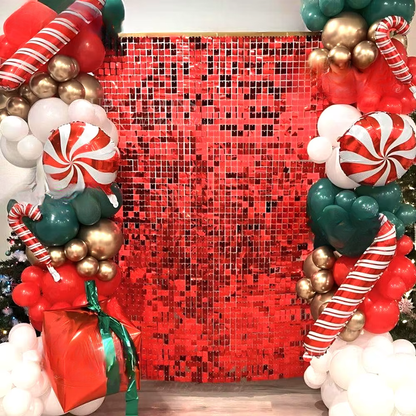 Red Shimmer Sequin Backdrop Wall Panels