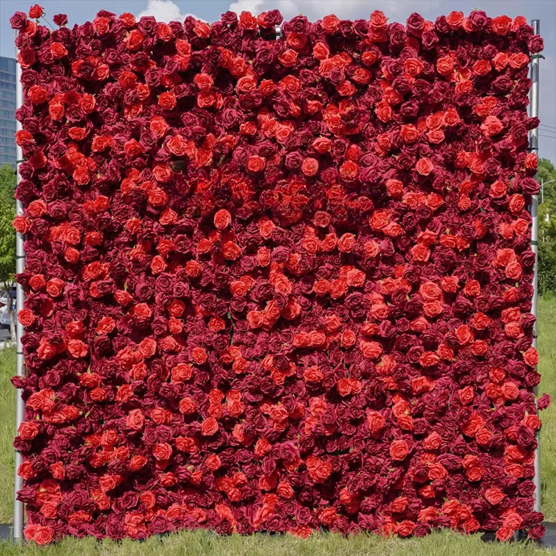 White 5D Artificial Rose Flower Wall Backdrop