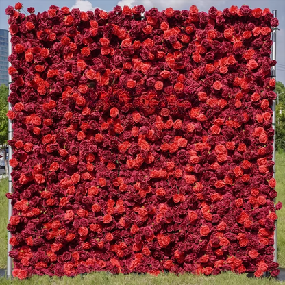 White 5D Artificial Rose Flower Wall Backdrop