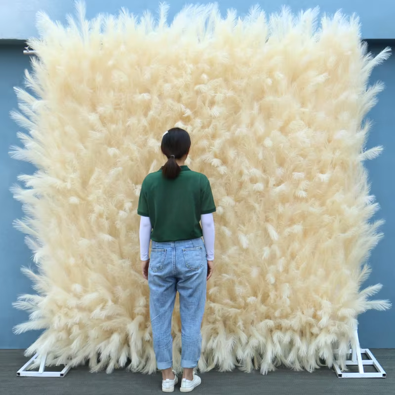 Artificial Pampas Grass Flower Wall Curtain Backdrop