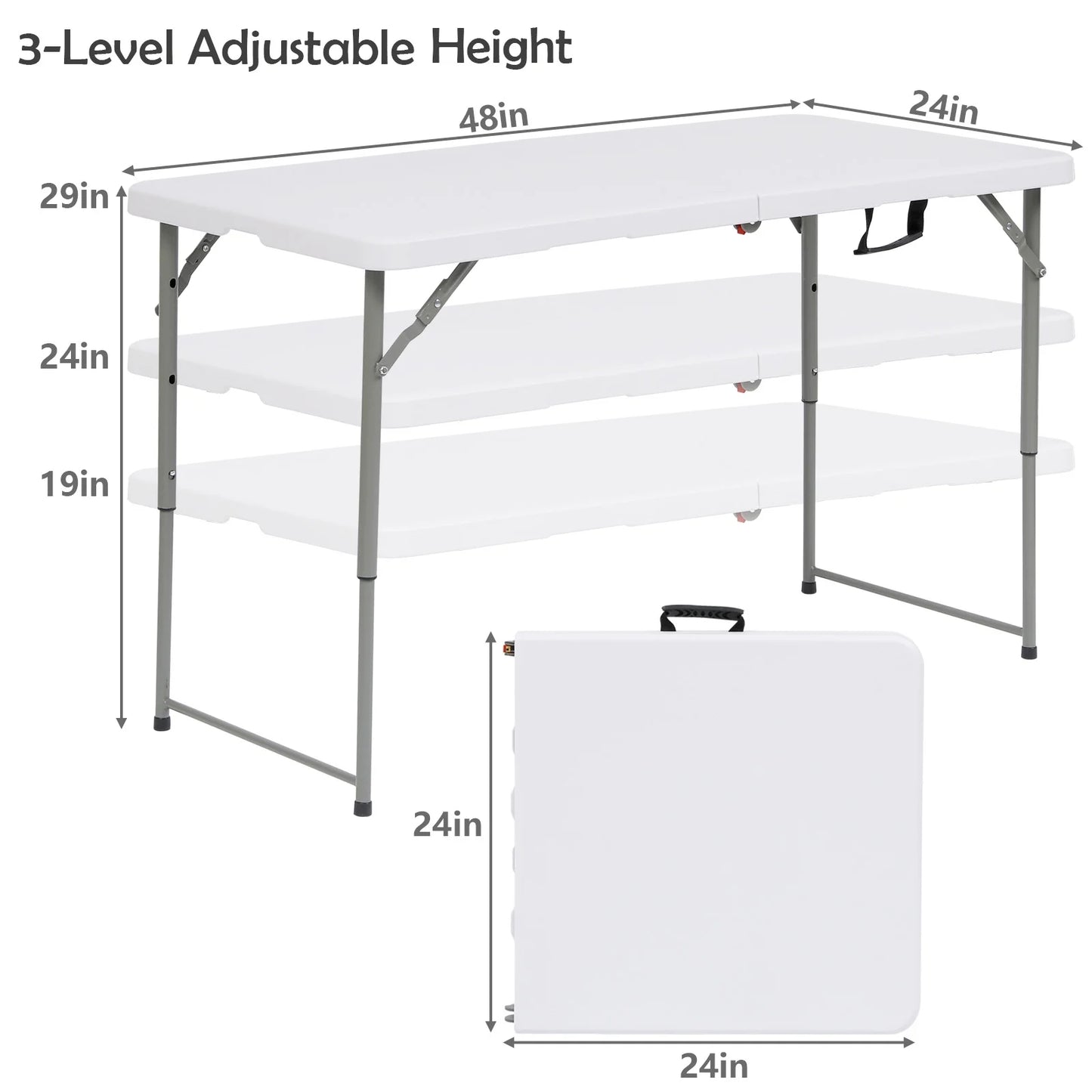 4 Foot Folding Table White