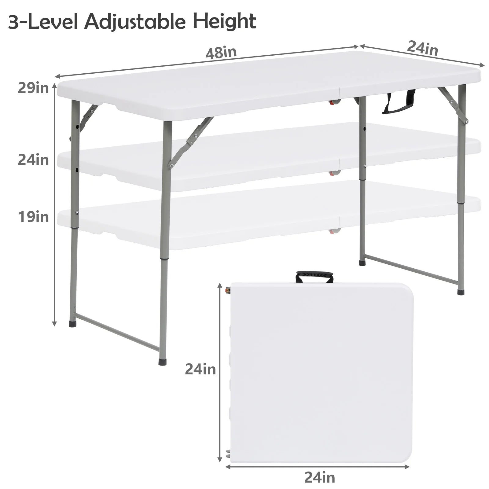4 Foot Folding Table White