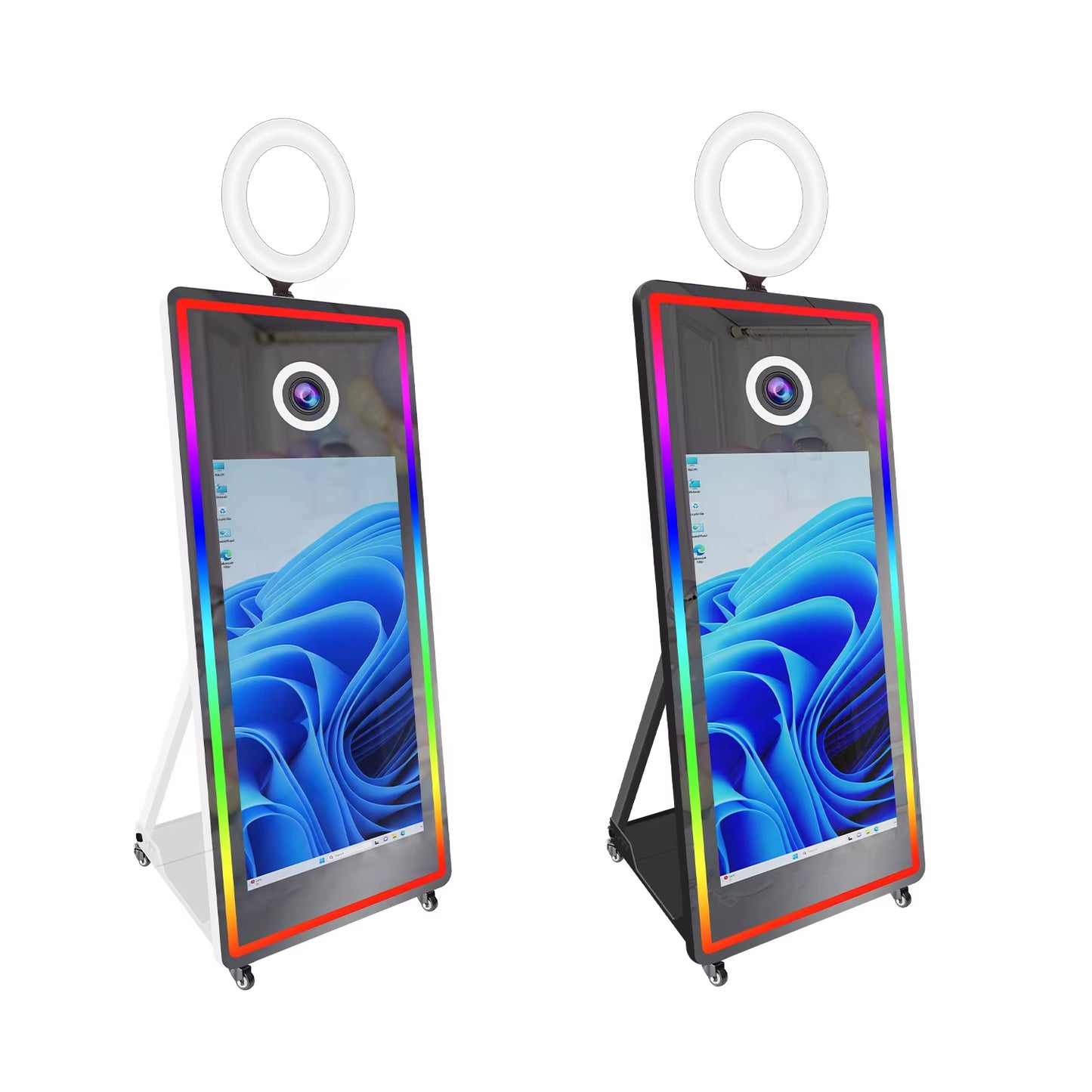 Portabl Magic Mirror Photo Booth 43 Inch Touch Screen Camera Photobooth with LED and Flight Case Selfie for Wedding Party Events
