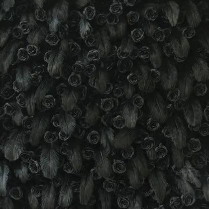5D Black Feather Black Rose Artificial Flower Wall Cloth Fabric Wedding Party Photo Backdrop Wedding Event Decor Props
