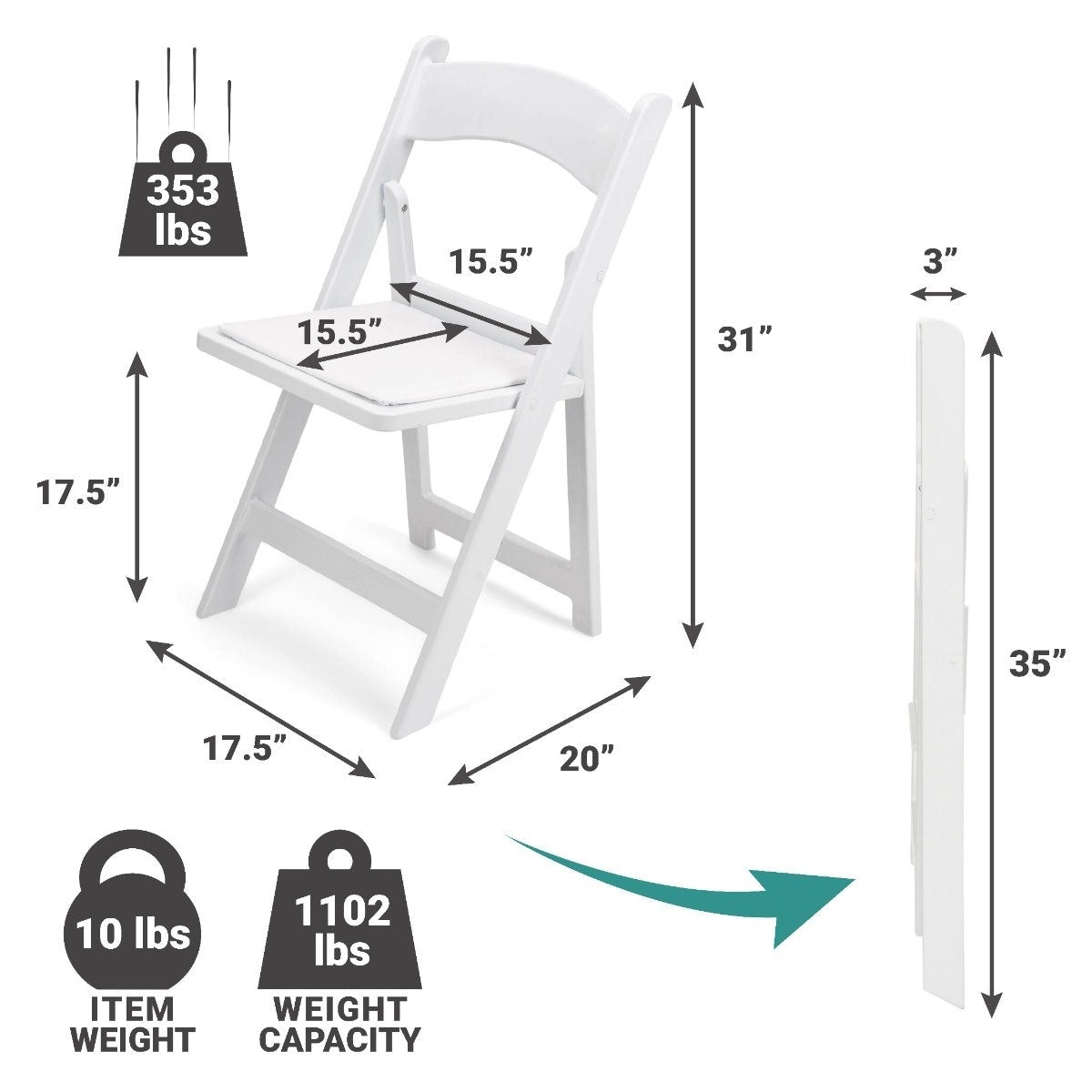 Titanpro™ White Resin Folding Chair