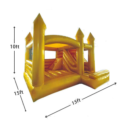 15FT Gold Inflatable Bounce House with Slide||