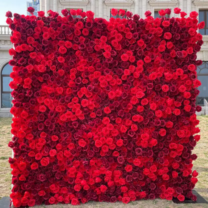 5D Pink Rose Hydrangea Gradient Rolling up Fabric Curtain Flower Wall Cloth Floral Wall Wedding Backdrop Arrangement Decor Wall