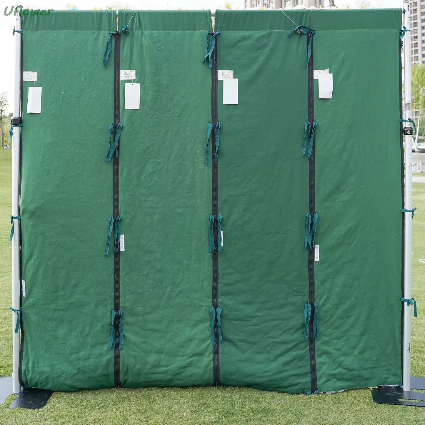 Artificial Flower Wall Roll-Up Green Fabric Floral Backdrop - Wedding Event Party Decor Curtain