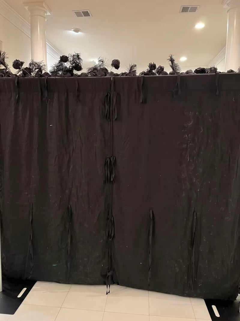 5D Black Feather Black Rose Artificial Flower Wall Cloth Fabric Wedding Party Photo Backdrop Wedding Event Decor Props