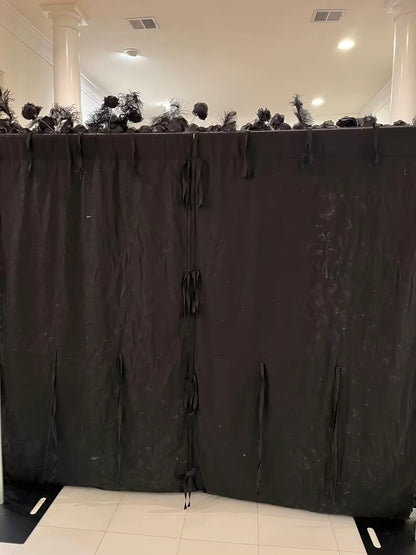 5D Black Feather Black Rose Artificial Flower Wall Cloth Fabric Wedding Party Photo Backdrop Wedding Event Decor Props