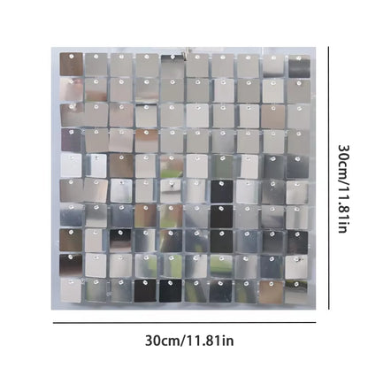 Silver Shimmer Wall Backdrop18 Pcs Panels Glitter Christmas Sequin Backdrop for Halloween Wedding Baby Shower Birthday Decor