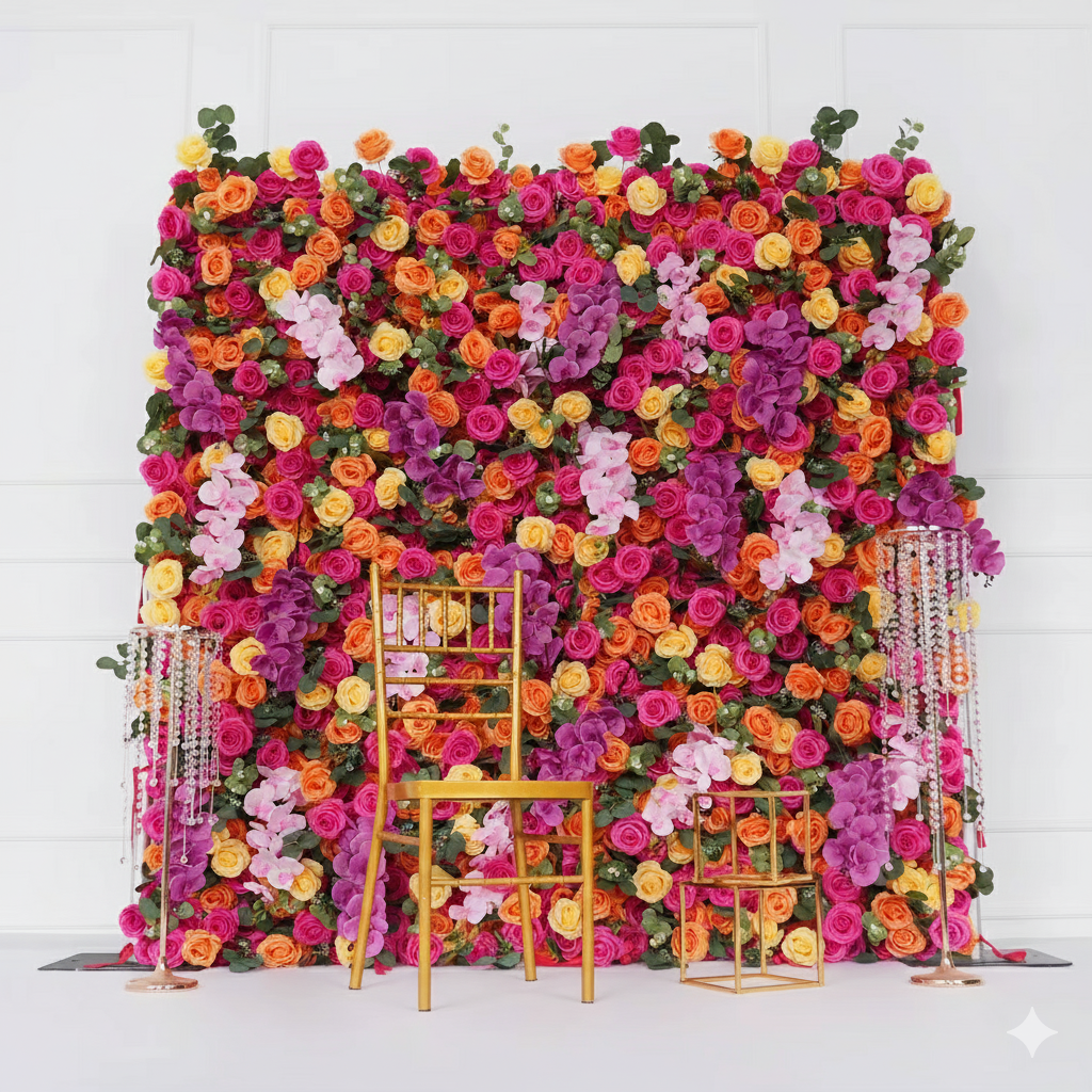 3D White Rose Cloth Flower Wall Curtain Wedding Backdrop