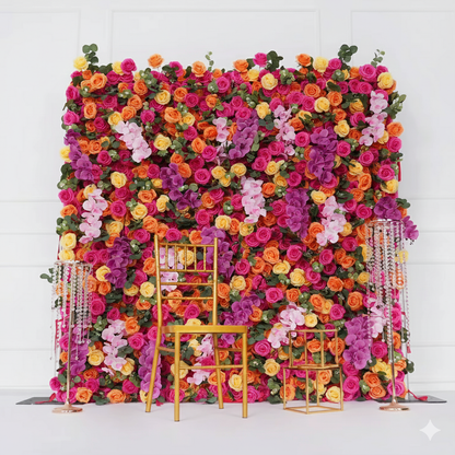 3D White Rose Cloth Flower Wall Curtain Wedding Backdrop