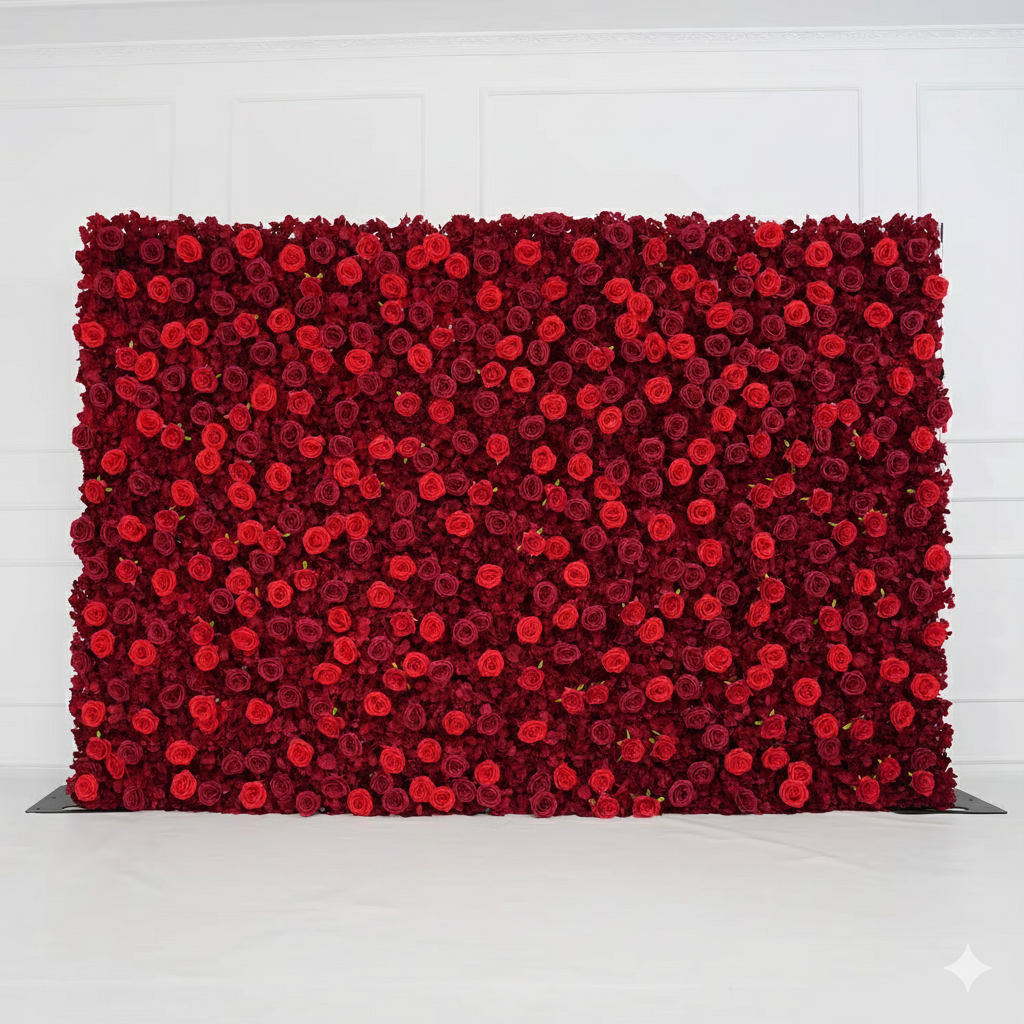 3D White Rose Cloth Flower Wall Curtain Wedding Backdrop