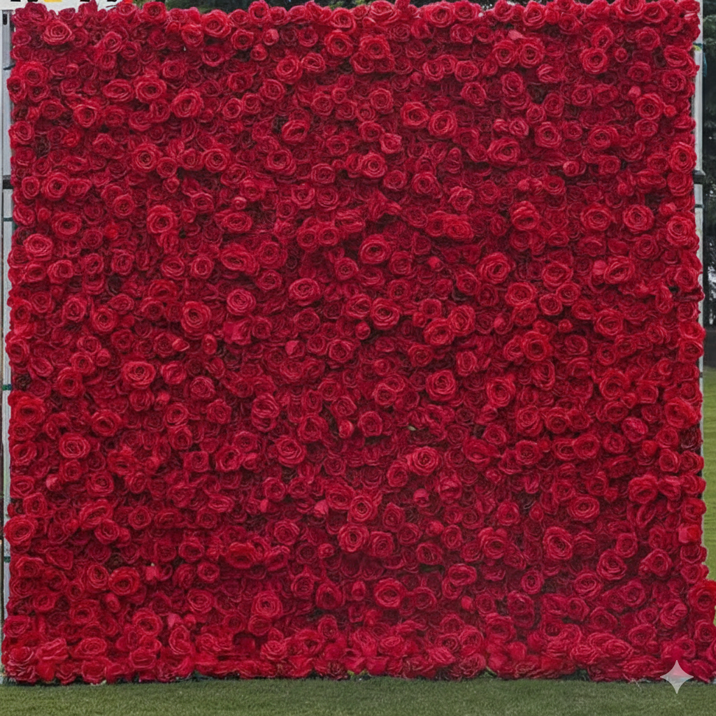 5D Red Rose Cloth Flower Wall Wedding Backdrop