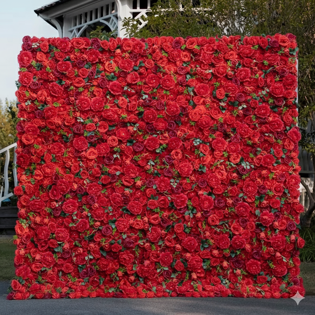 5D Red Rose Cloth Flower Wall Wedding Backdrop