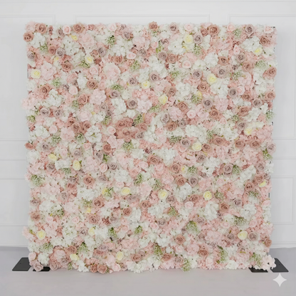 3D White Rose Cloth Flower Wall Curtain Wedding Backdrop