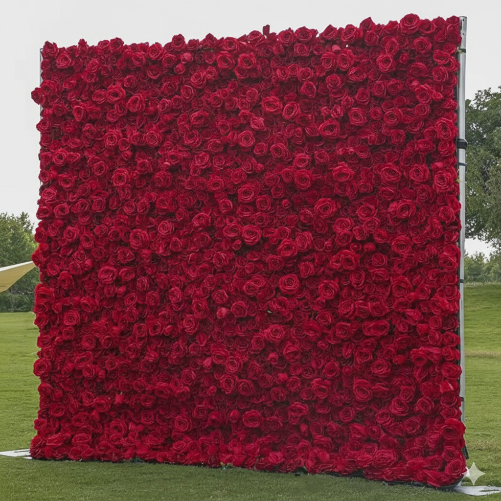5D Red Rose Cloth Flower Wall Wedding Backdrop