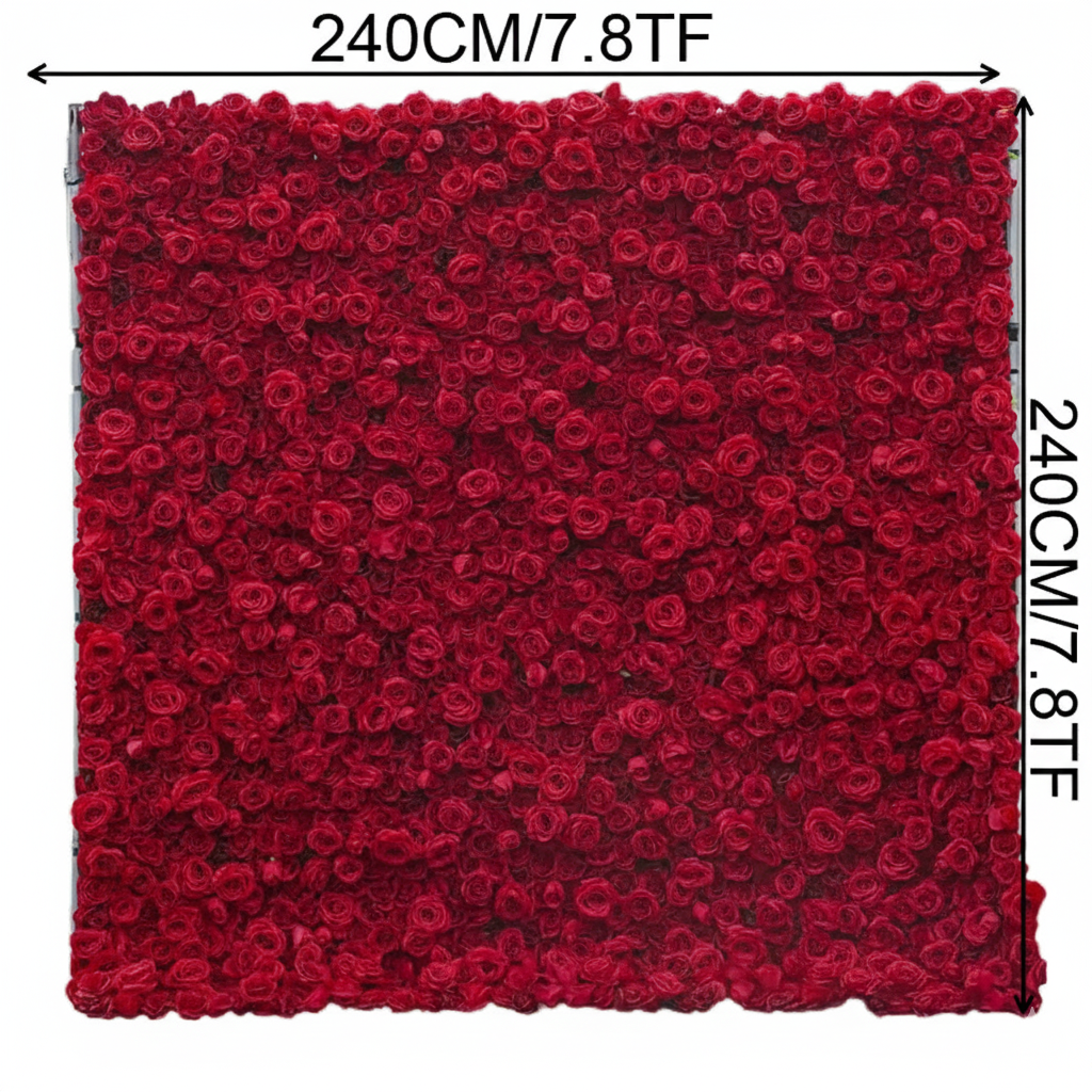 5D Red Rose Cloth Flower Wall Wedding Backdrop