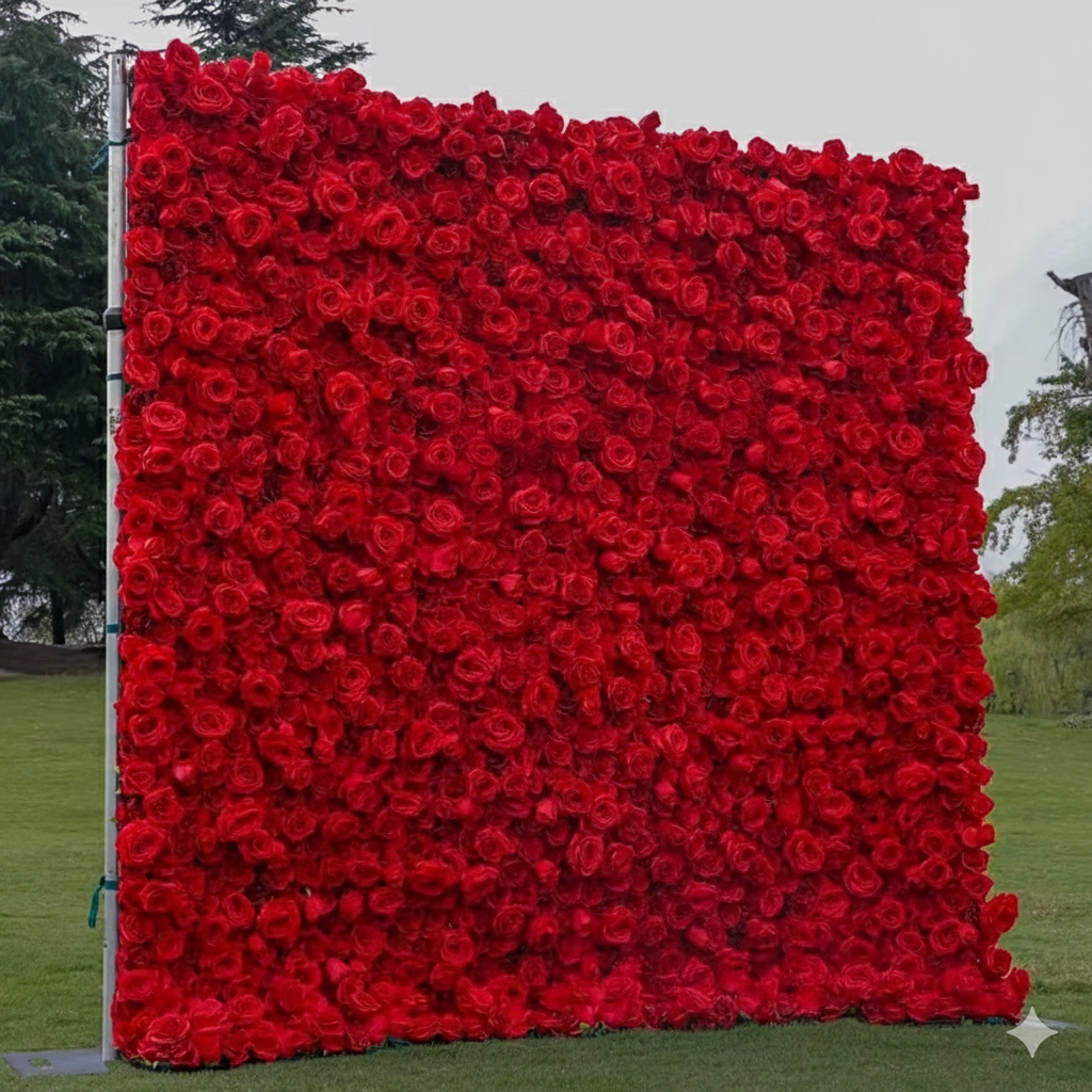 5D Red Rose Cloth Flower Wall Wedding Backdrop