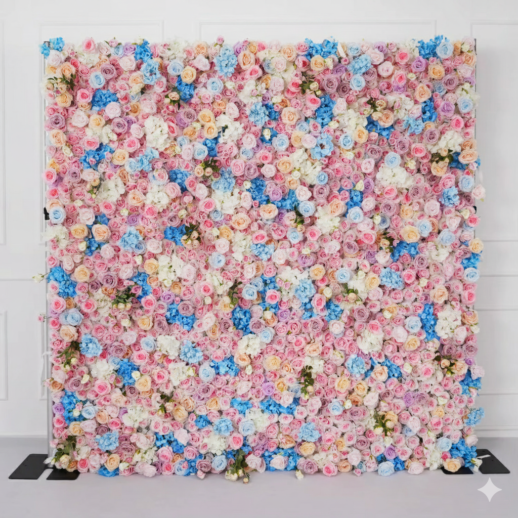 3D White Rose Cloth Flower Wall Curtain Wedding Backdrop