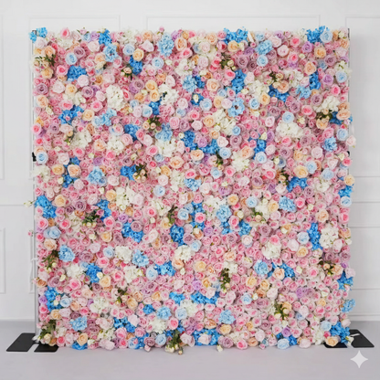 3D White Rose Cloth Flower Wall Curtain Wedding Backdrop