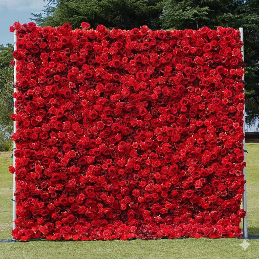 5D Red Rose Cloth Flower Wall Wedding Backdrop