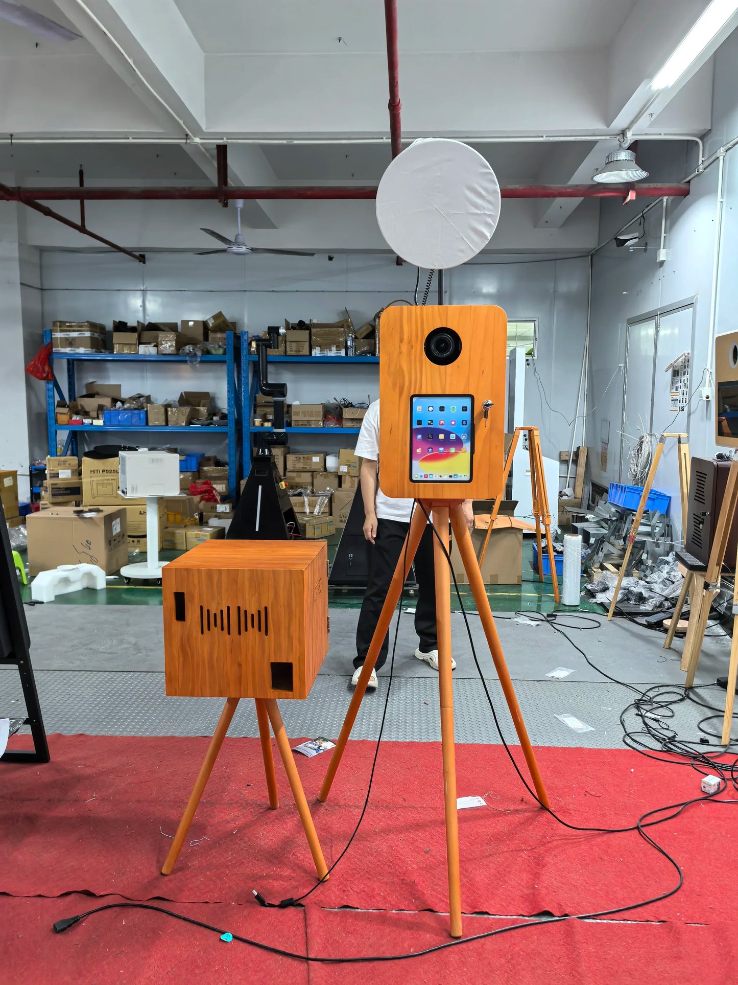 Retro Wood DSLR Photo Booth Double-Sided Use Ipad PC Computer for Parties and Events New