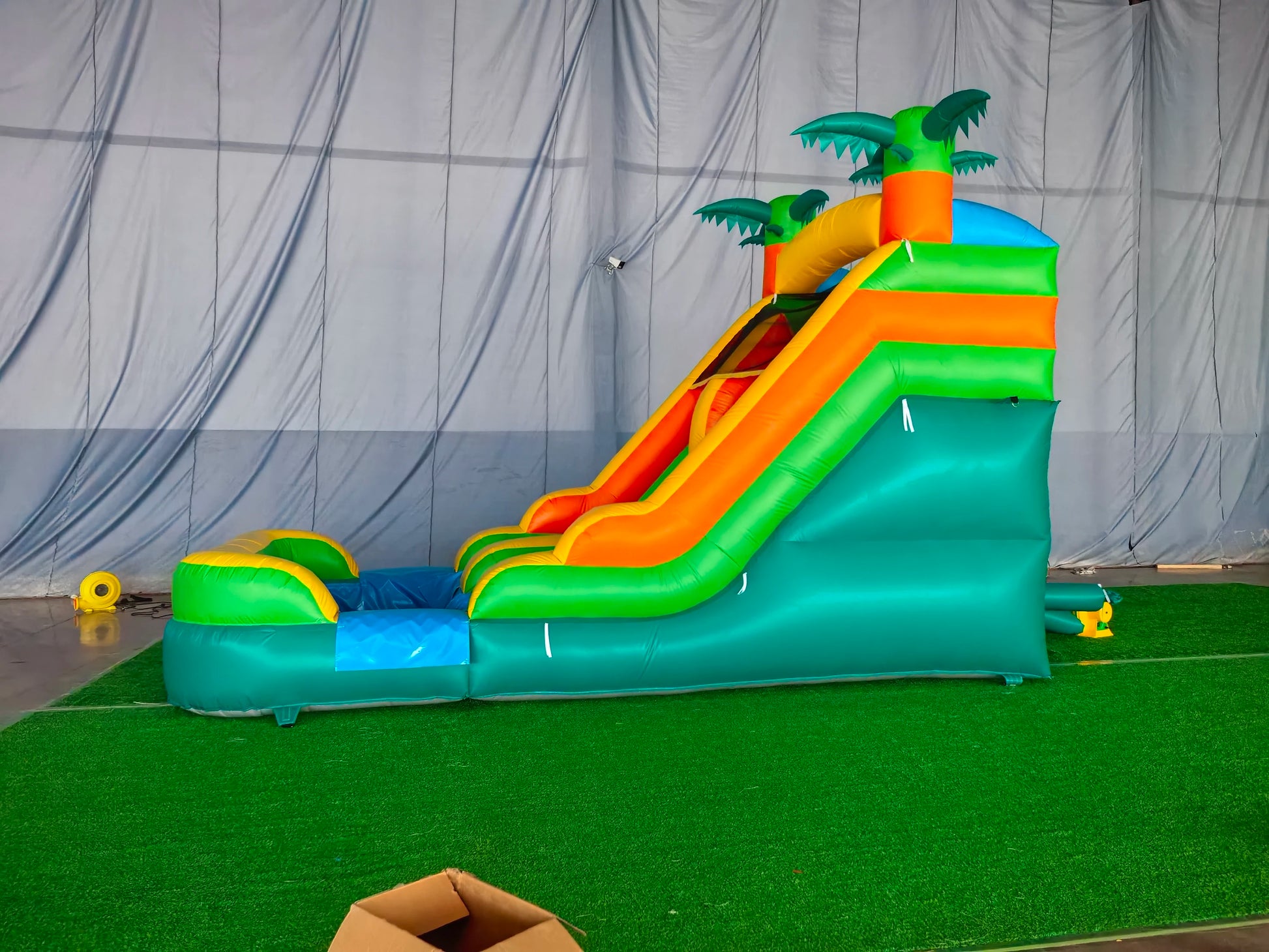 Backyard Inflatable Slides with Splash Pool - Tropical Slides with Water Pool or Ball Pit Bounce House Slides for Kids Outdoor