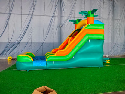 Backyard Inflatable Slides with Splash Pool - Tropical Slides with Water Pool or Ball Pit Bounce House Slides for Kids Outdoor