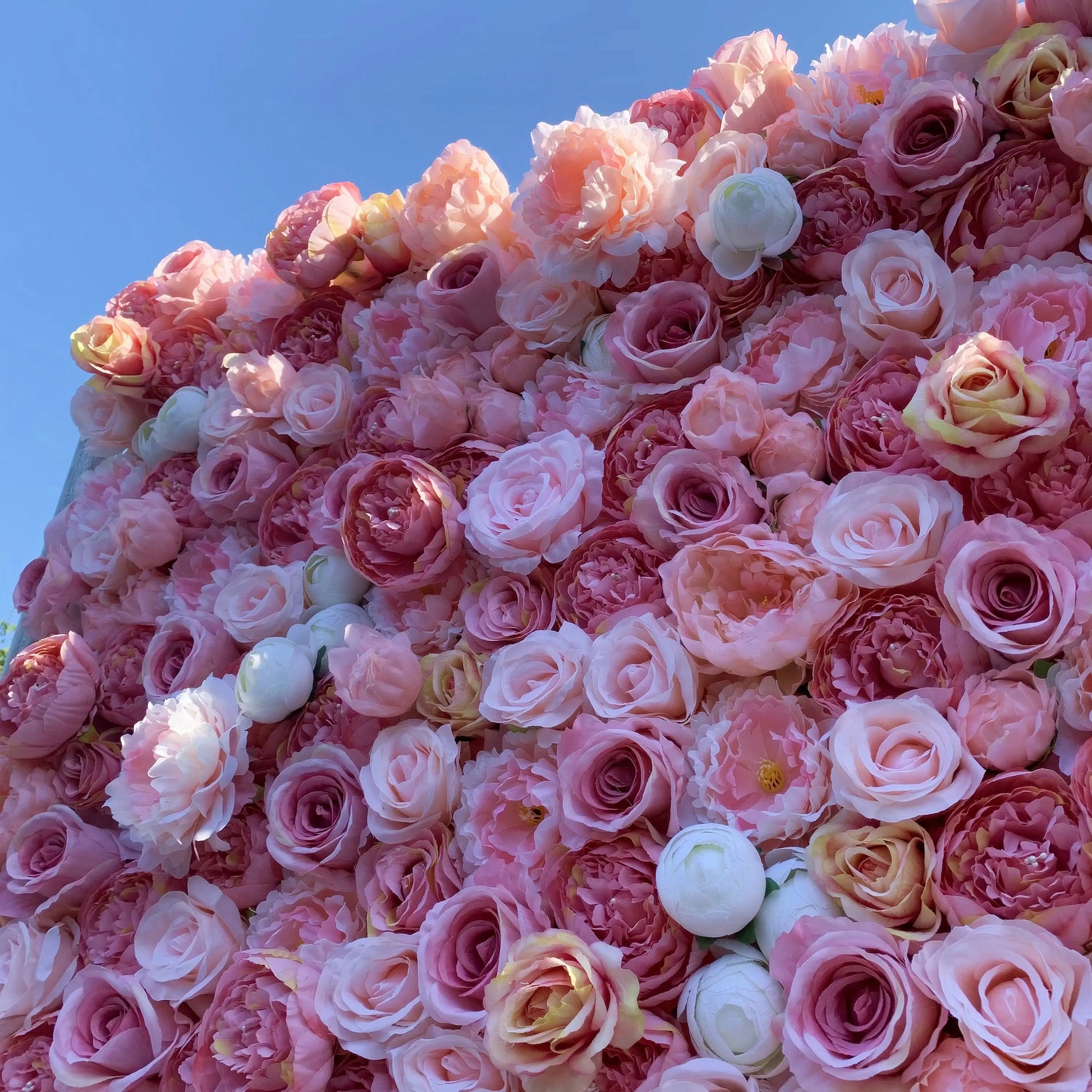 5D Light Pink Artificial Flower Wall Roll-Up Wedding Curtain Backdrop Decorative Floral Wall Roll for Events