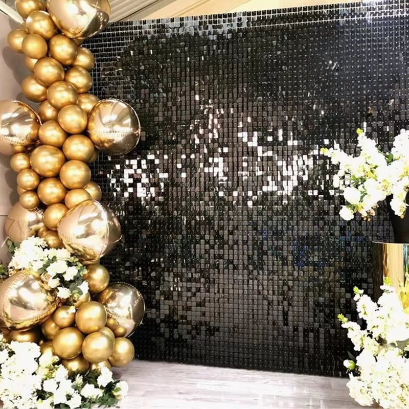 Shimmer Wall Backdrop Panels – 12/16/18/24PCS Silver Sequin Decor
