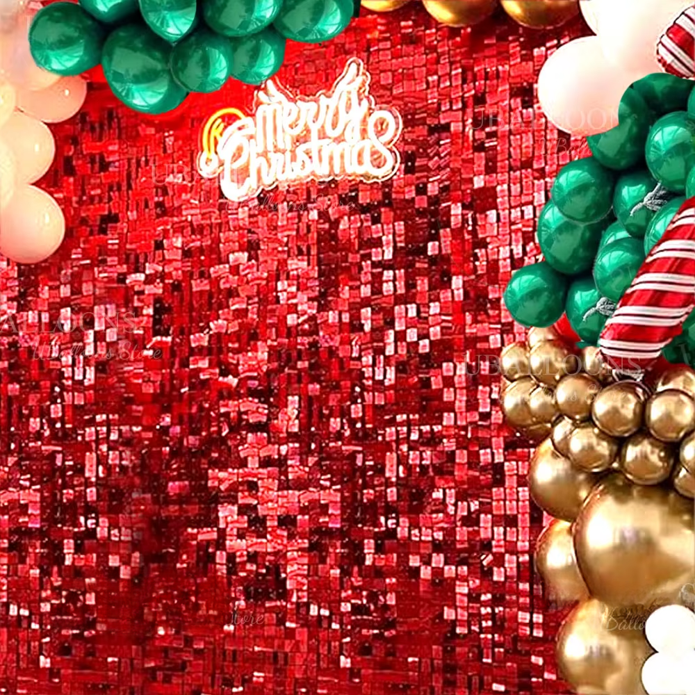 Red Shimmer Sequin Backdrop Wall Panels