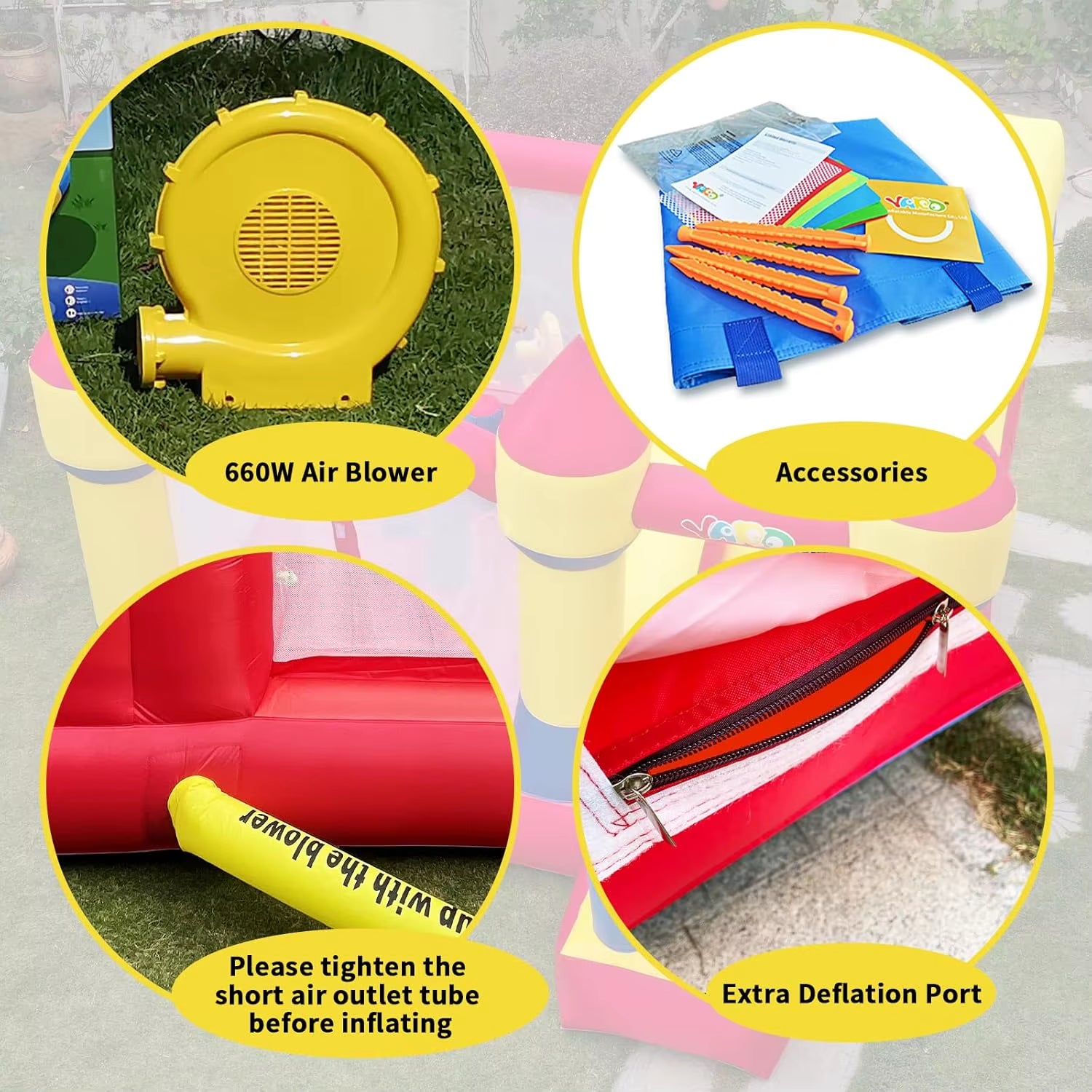 YARD Bounce House with Slide Commercial Bouncy Castle for Age 8-12 Inflatable Bounce House with Blower for Outdoor Party