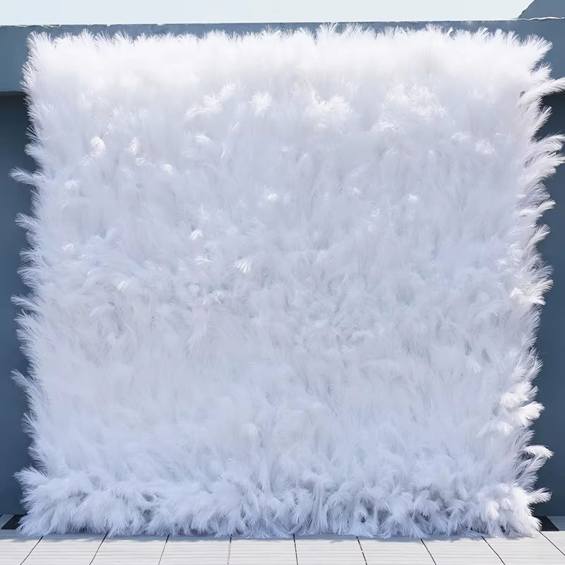 Artificial Pampas Grass Cloth Base Roll up Flower Wall Curtain, Reed Plants Wall, Wedding Backdrop Decor, Event Party Props, 5D
