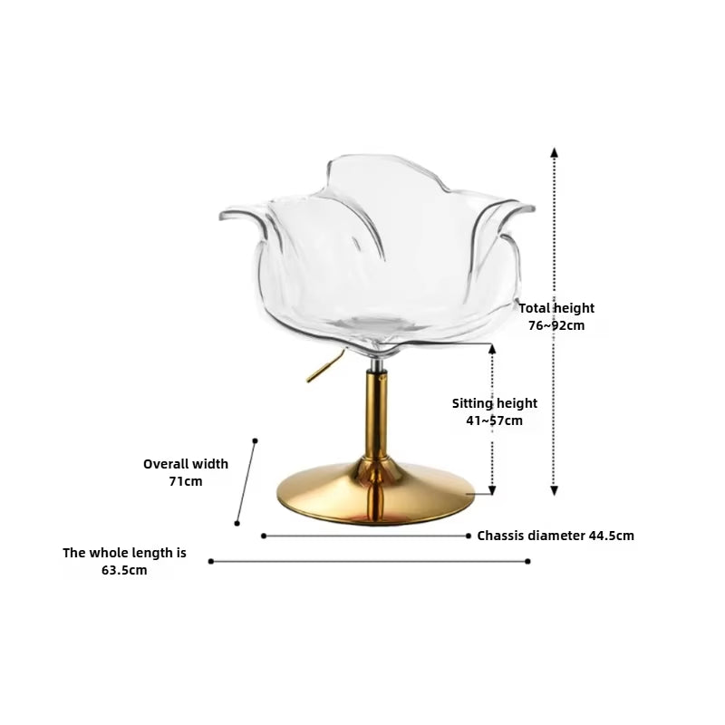 French Style Luxury Acrylic High Chair, Transparent Adjustable Island Platform Chair, High Stool, Coffee Shop Bar Chair