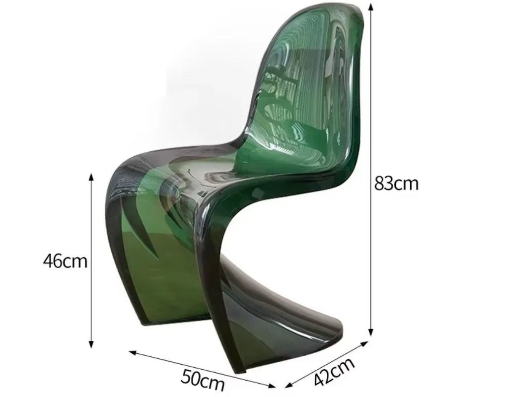 Elegant Clear Plastic Chair with Acrylic Backrest for Living Room Dining Stylish S Shaped Transparent Plastic Dining Stool