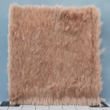 Artificial Pampas Grass Cloth Base Roll up Flower Wall Curtain, Reed Plants Wall, Wedding Backdrop Decor, Event Party Props, 5D