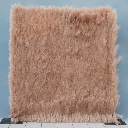 Artificial Pampas Grass Cloth Base Roll up Flower Wall Curtain, Reed Plants Wall, Wedding Backdrop Decor, Event Party Props, 5D