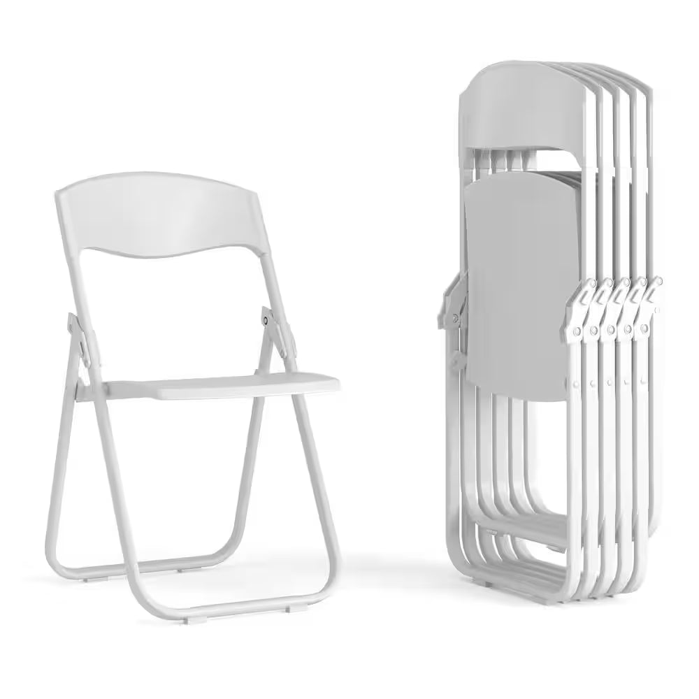 White Metal Folding Chair (Set of 6)